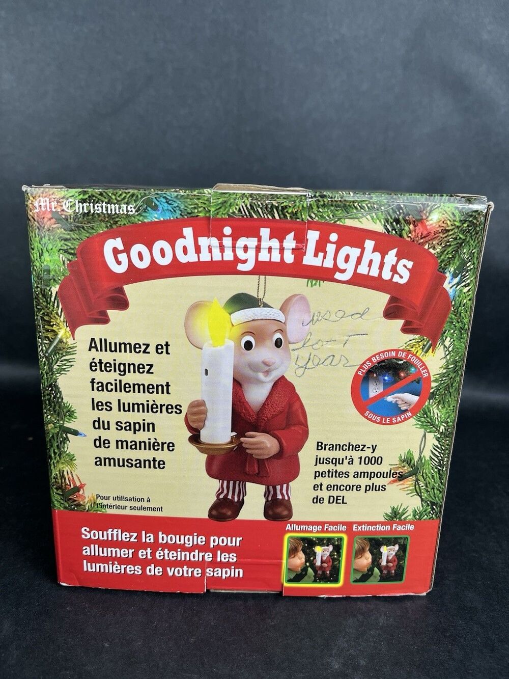 Mr. Christmas 2014 Goodnight Lights Mouse Easy Blow On And Off Candle Tree Light